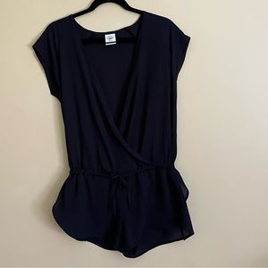 Speedo Women's Swim Cover Up One-Piece Black Romper Waist Tie V-Neck Size S